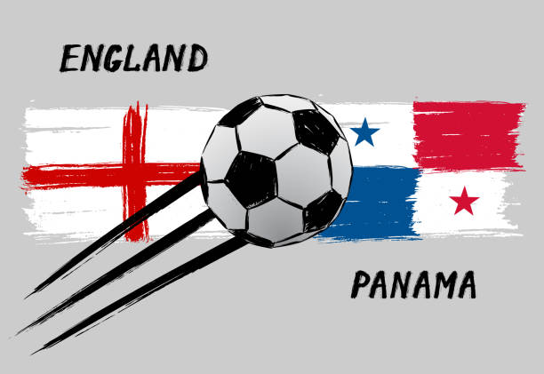 ilustrações de stock, clip art, desenhos animados e ícones de flags of england and panama - icon for football championship - grunge - england map soccer soccer ball