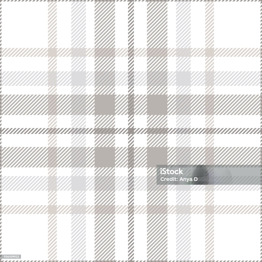 Seamless plaid check pattern in pastel grey, dusty beige and white. Classic fabric texture for digital textile printing. Plaid stock vector