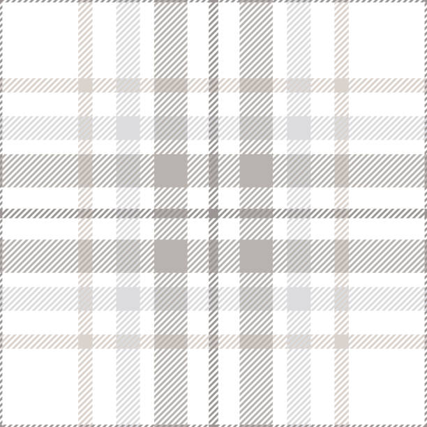 Seamless plaid check pattern in pastel grey, dusty beige and white. Classic fabric texture for digital textile printing. preppy fashion stock illustrations