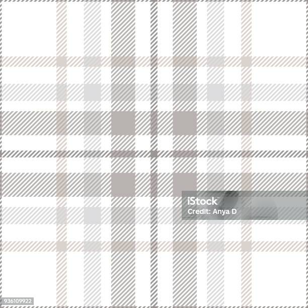 Seamless Plaid Check Pattern In Pastel Grey Dusty Beige And White Stock Illustration - Download Image Now