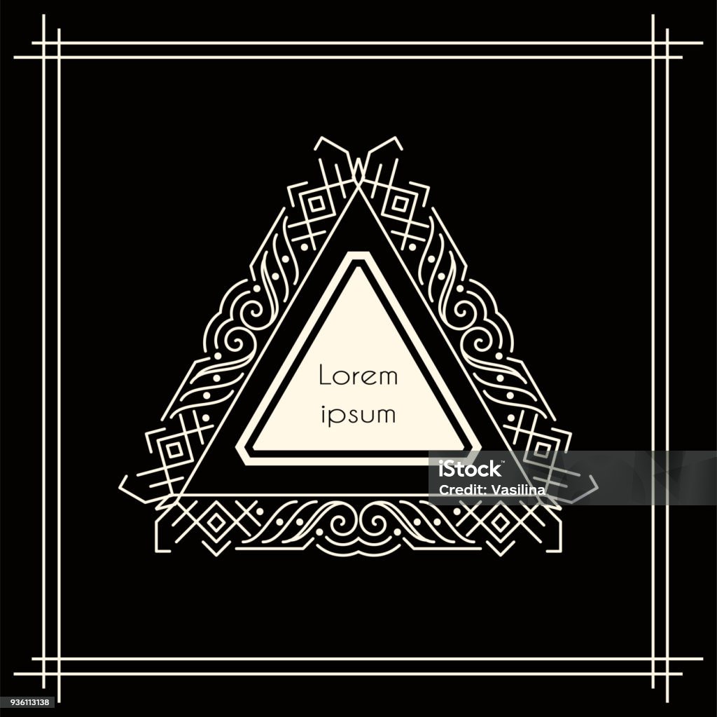 Triangle Vector Frame Vintage Triangular Geometric Frame Stock Illustration - Download Image ...