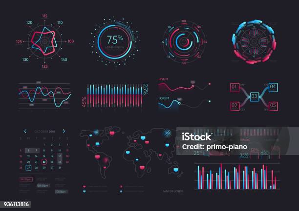 Интеллектуальная Технология Hud Вектор Интерфейс — стоковая векторная графика и другие изображения на тему Данные - Данные, График, Технология