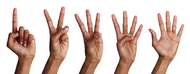 Photo of Collage of african-american hands counting