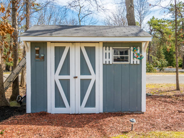 Group of garden and equipment sheds for sale.