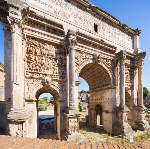 triumphal Arch of Septimius Severus, Roman Forum, Rome, Italy.