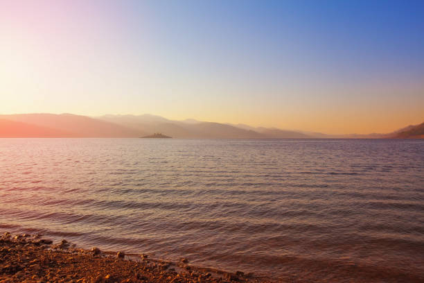 istock Beautiful mountain lake at glowing sunset in Australia 936136762