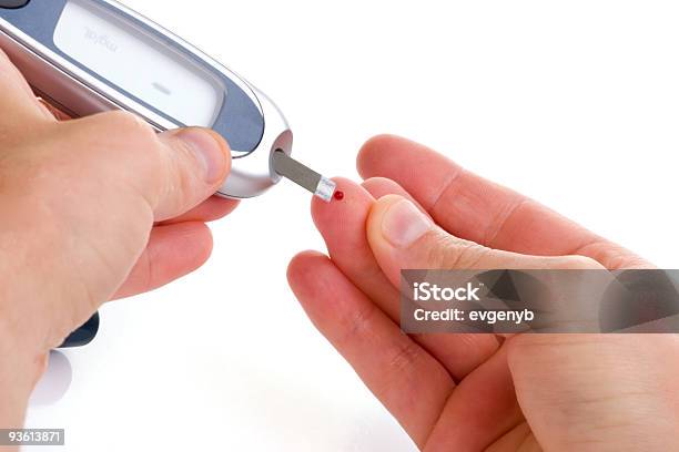 Test To Measure Blood Glucose Levels Using A Glucose Meter Stock Photo - Download Image Now