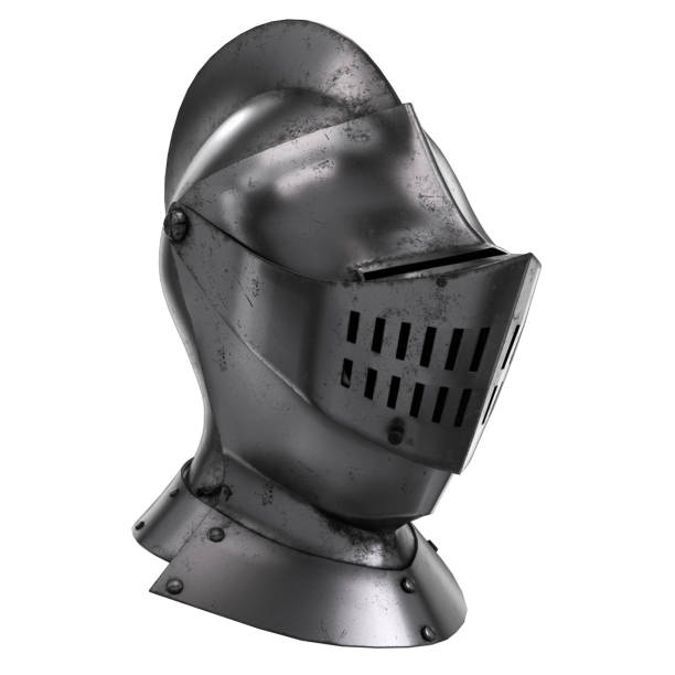 mittelalterliche ritter armet helm - sportschutzhelm stock-fotos und bilder