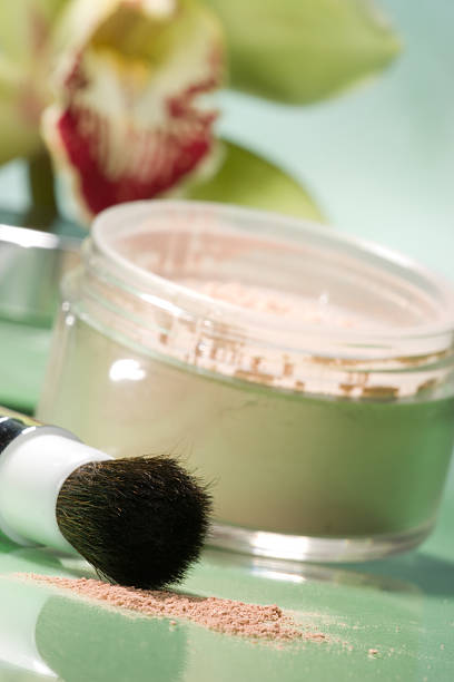 istock Face powder and orchid flower 93614424