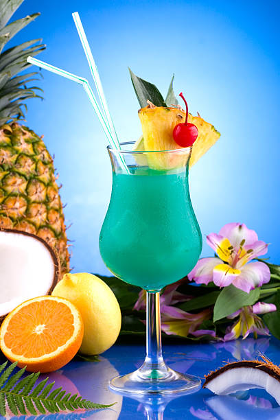 Most popular cocktails series - Blue Hawaiian stock photo