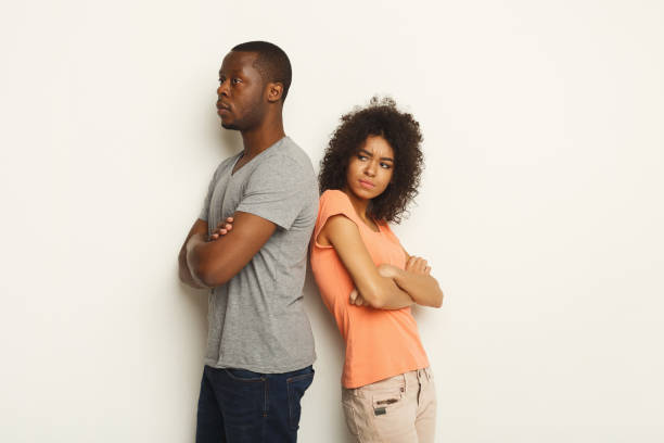 istock Break up, upset couple back to back after quarrel 936147448