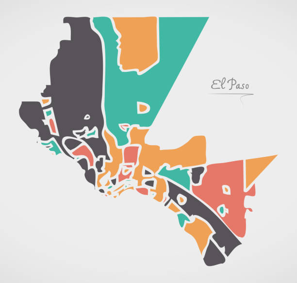 istock El Paso Texas Map with neighborhoods and modern round shapes 936148588