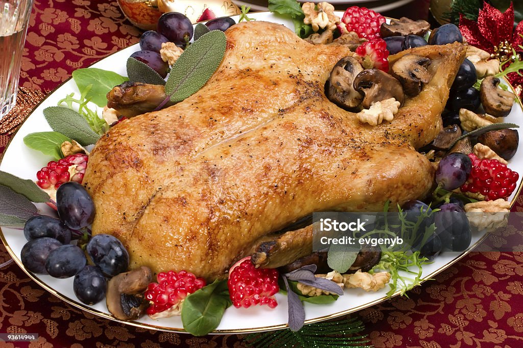 Christmas duck on holiday table  Christmas Stock Photo