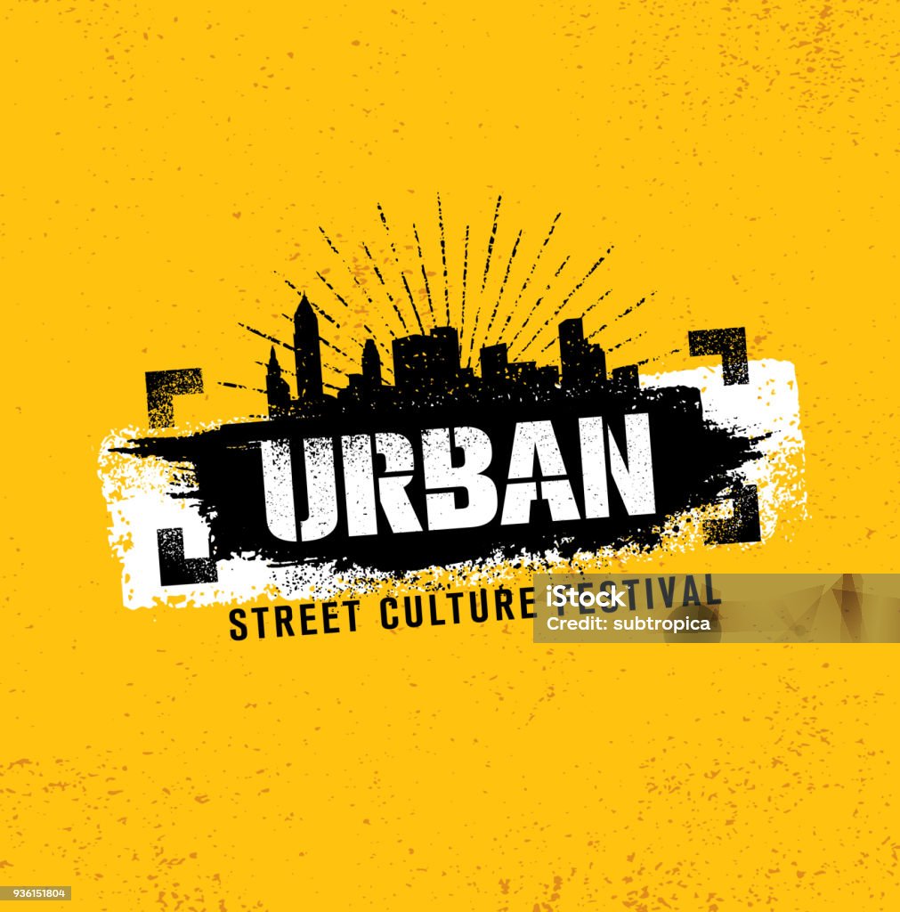 Concept de Festival Illustration rude Culture urbaine de la rue sur fond de mur de Grunge avec tracé de peinture - clipart vectoriel de Graffiti libre de droits