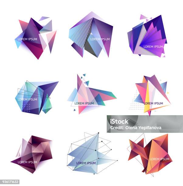 ベクトルの図抽象的な三角形フレームのセットです幾何学的図形クリスタルテキストのテンプレート - 三角形のベクターアート素材や画像を多数ご用意 - 三角形, ローポリモデリング, 抽象的