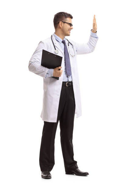istock Doctor with a clipboard making a high-five gesture 936177086