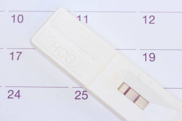 istock Pregnancy test on calendar background. 936179678