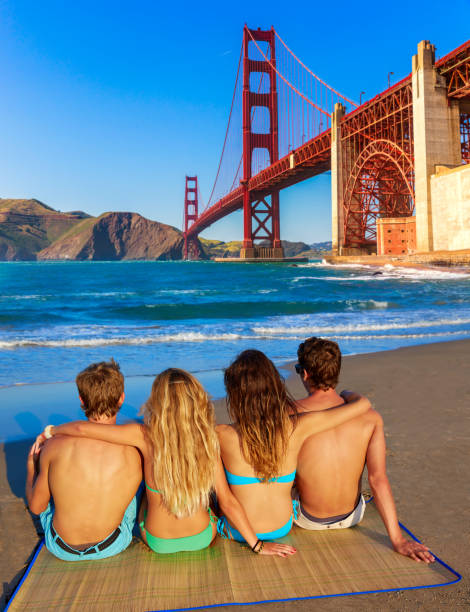 istock friends group sitting in beach sand San Francisco 936181812