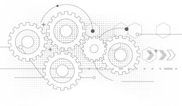 Vector illustration of gears drawing