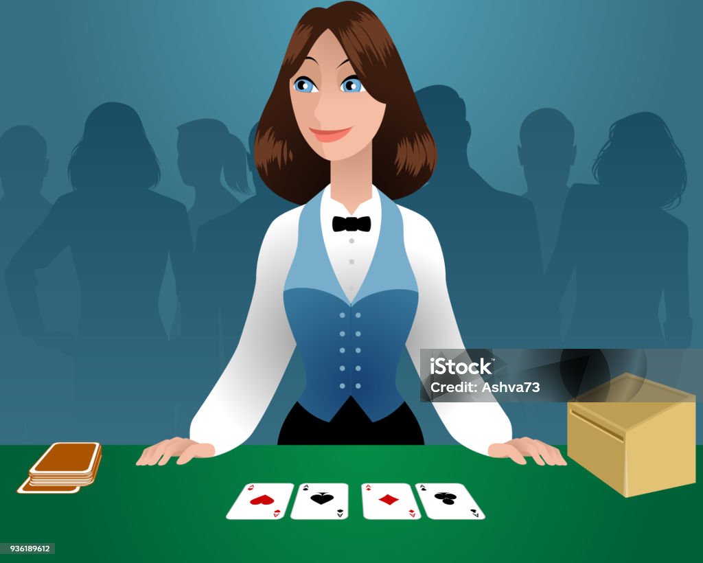 Female Croupier In A Casino Stock Illustration - Download Image Now ...