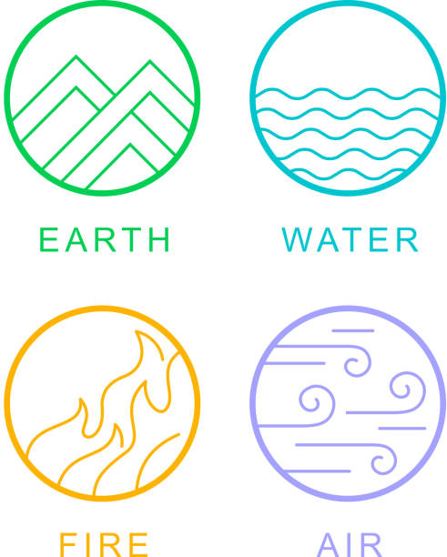 four elements the four elements concept icons set the four elements stock illustrations