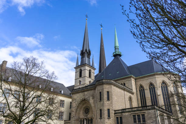 Notredame cathedral in Luxembourg Notredame cathedral lcoated in Luxeumbourg exterior view notre dame cathedral of luxembourg stock pictures, royalty-free photos & images