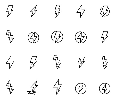 Lightning bolt icon set , vector illustration