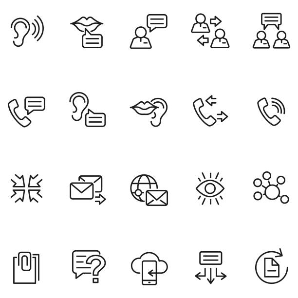 zestaw ikon komunikacji - słuchać stock illustrations