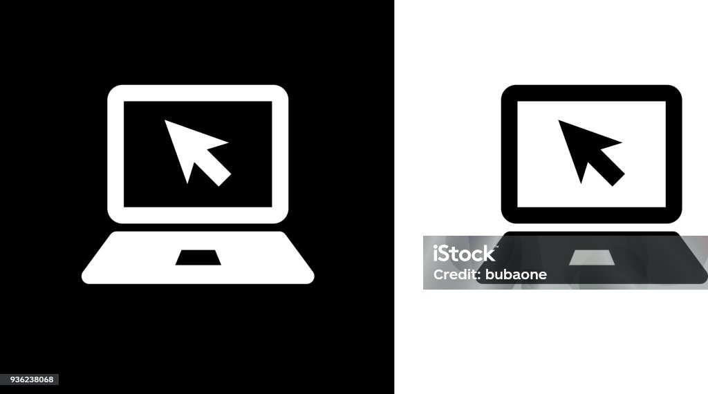 Laptop Computer Icon Laptop Computer IconThis royalty free vector illustration features the main icon on both white and black backgrounds. The image is black and white and had the background rendered with the main icon. The illustration is simple yet very conceptual. Icon Symbol stock vector