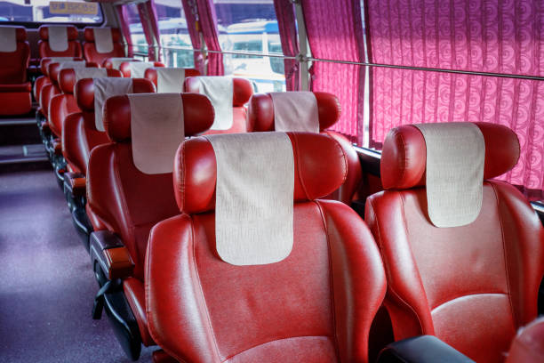 Seats inside Express Bus in Seoul city Seoul, South Korea - March 7, 2018 : Seats inside Express Bus in Seoul city seoul bus stock pictures, royalty-free photos & images