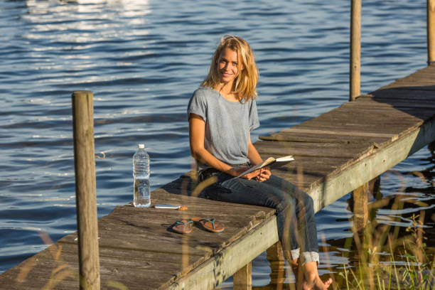 istock woman relaxing on pontoon 936272854