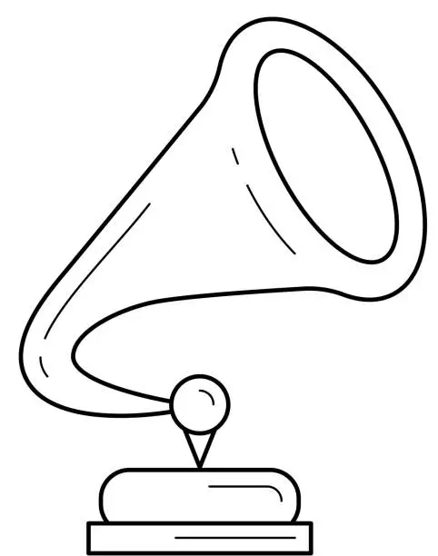 Vector illustration of Phonograph line icon