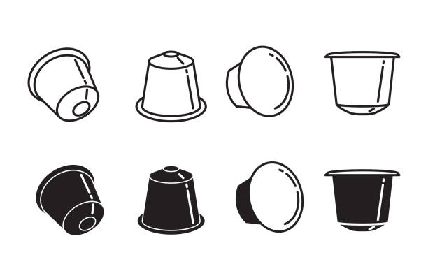 ilustrações, clipart, desenhos animados e ícones de ícone de cápsulas de café - capsula de cafe