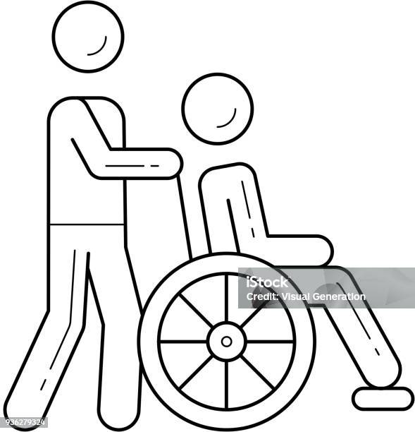 Disability Line Icon Stock Illustration - Download Image Now - Adult, Adults Only, Art
