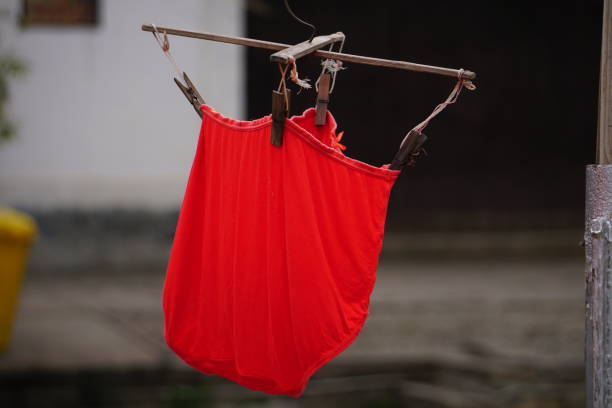 istock Red laundry underwear drying in China 936279564