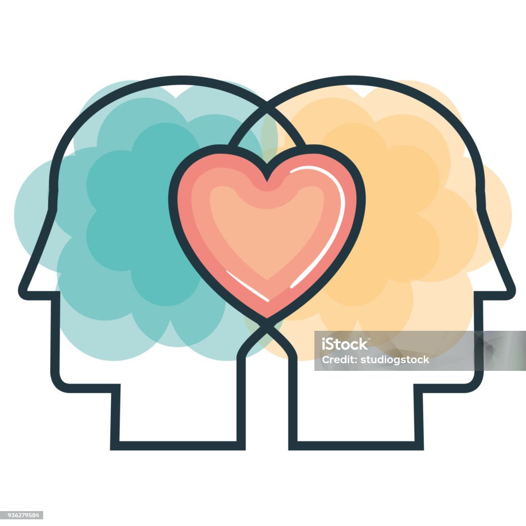 creative profile and brain creative profile and brain vector illustration design Heart Shape stock vector