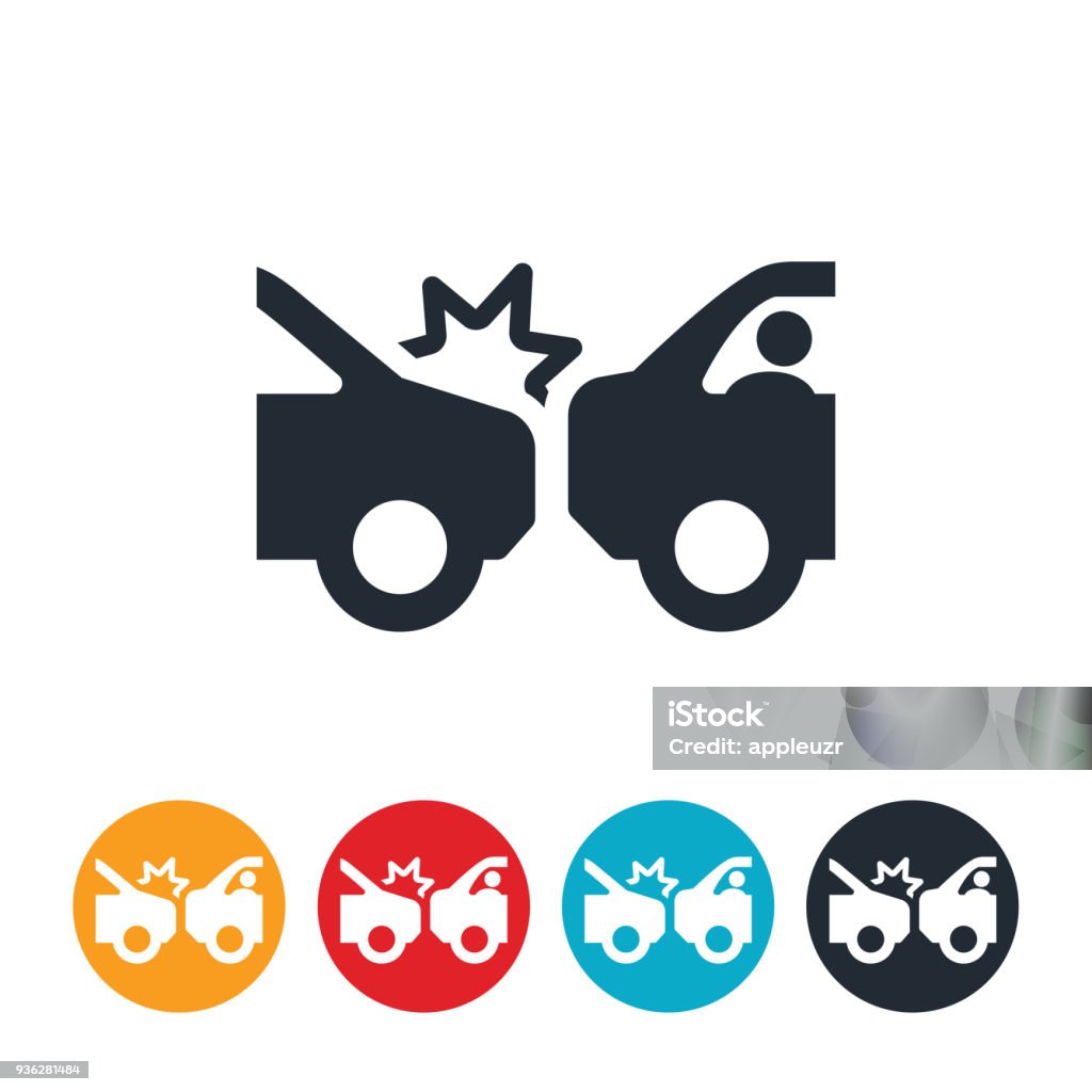 Rear Ended Car Accident Icon An icon of a car and driver being hit from behind. The icon represents distracted driving or road safety. Car Accident stock vector