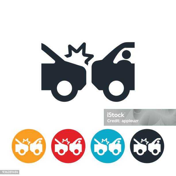 Rear Ended Car Accident Icon Stock Illustration - Download Image Now - Car Accident, Driving, Road