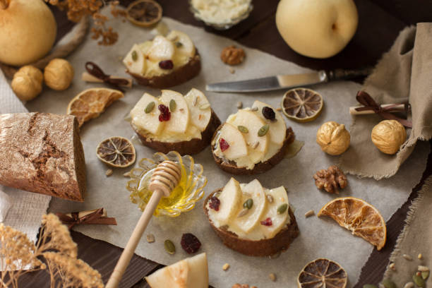 istock Sandwich with pear and honey. 936281556