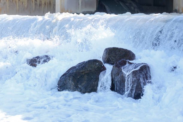 istock Small artificial water fall from water treatment pland. Water coming out from water treatment plant in oman muscat 936281614