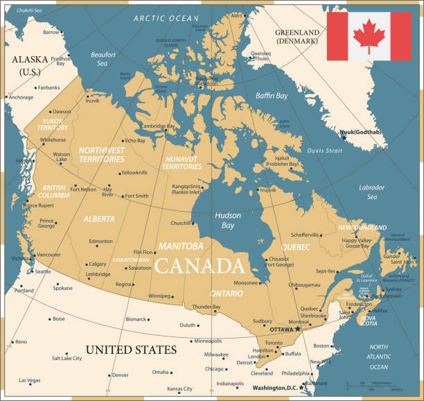 Map of Canada - Vintage Vector illustration