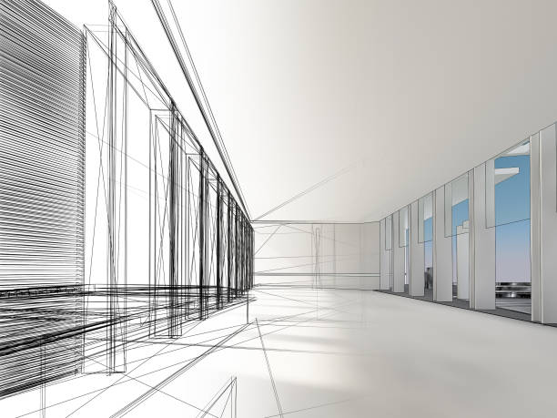 istock sketch design of interior hall, 3d rendering 936289476