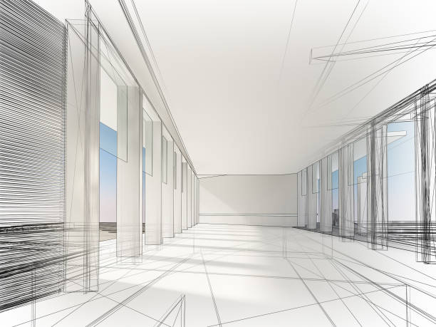 istock sketch design of interior hall, 3d rendering 936289480