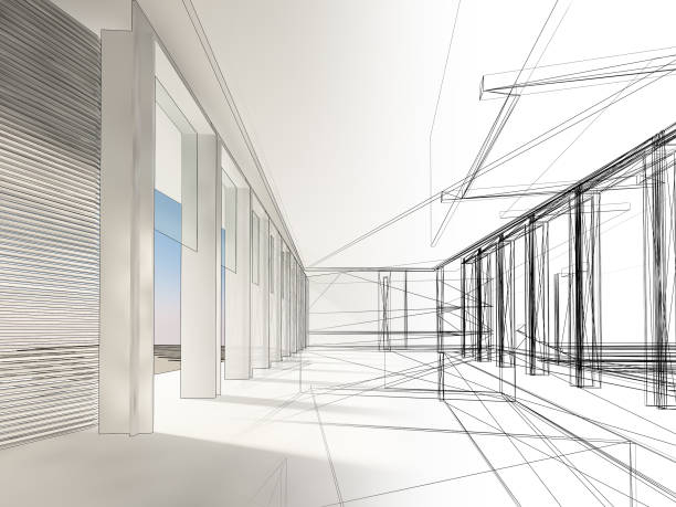istock sketch design of interior hall, 3d rendering 936289490