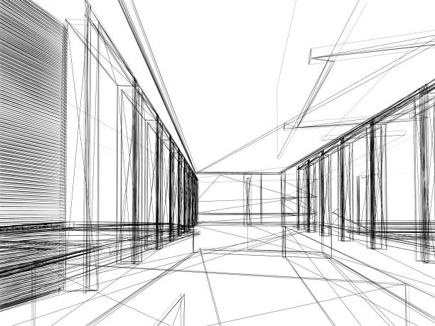 istock sketch design of interior hall, 3d rendering 936289544