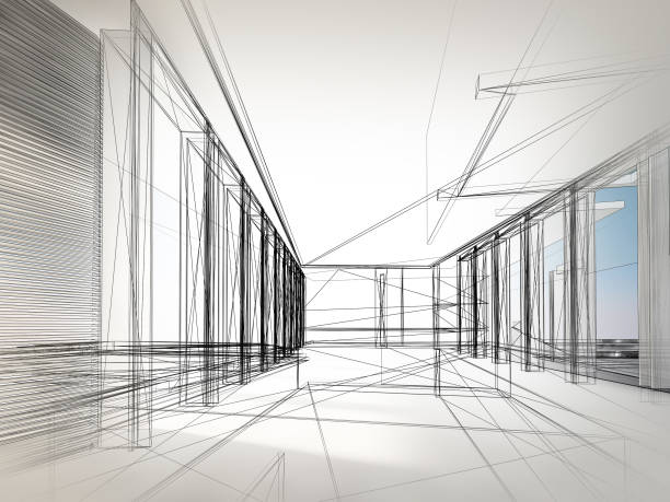 istock sketch design of interior hall, 3d rendering 936289588
