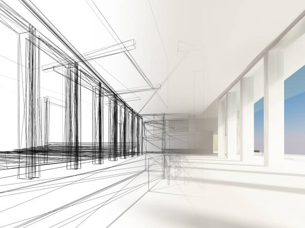 istock sketch design of interior hall, 3d rendering 936289918
