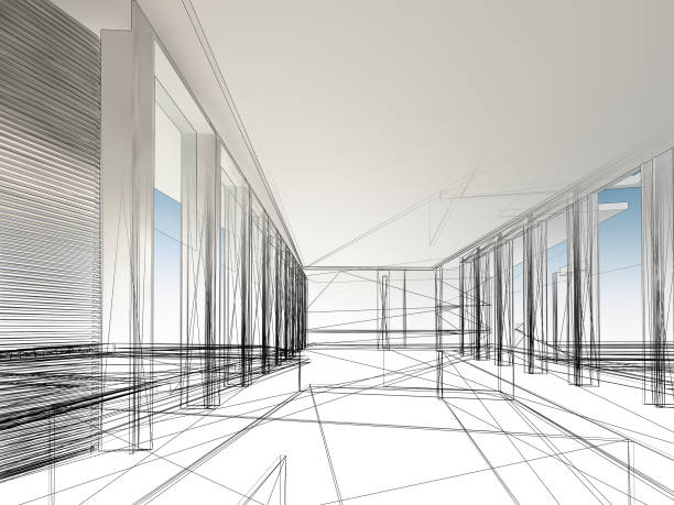 istock sketch design of interior hall, 3d rendering 936289984