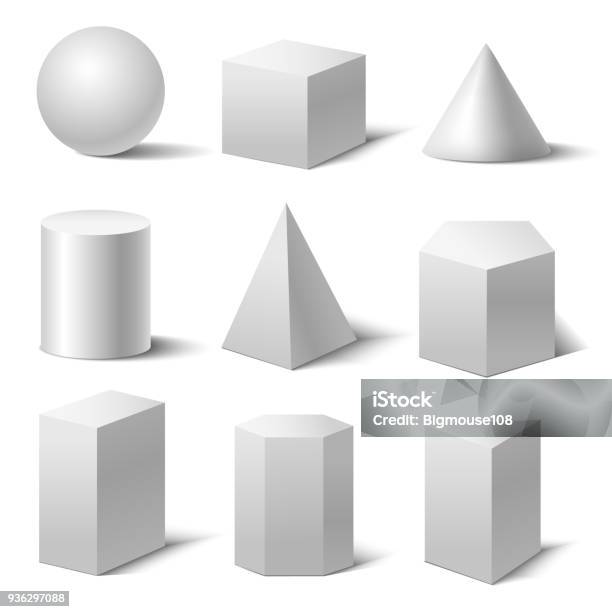 Realistic Detailed 3d White Basic Shapes Set Vector Stock Illustration - Download Image Now