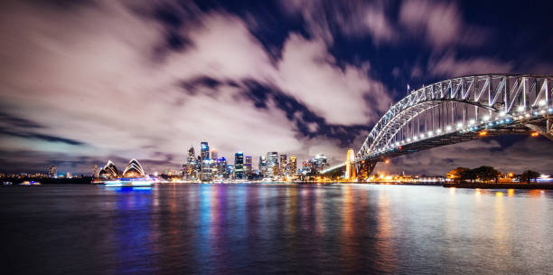 istock Dramatic sky over the Sydney Harbour at night 936298482
